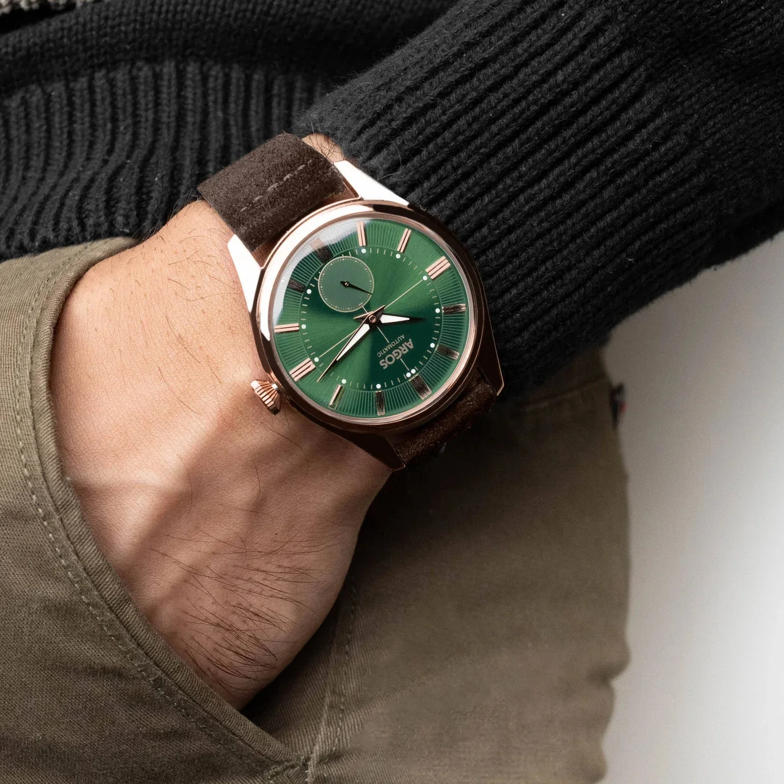 Apollo III - Olive Green Rose Gold Leather - Image 6
