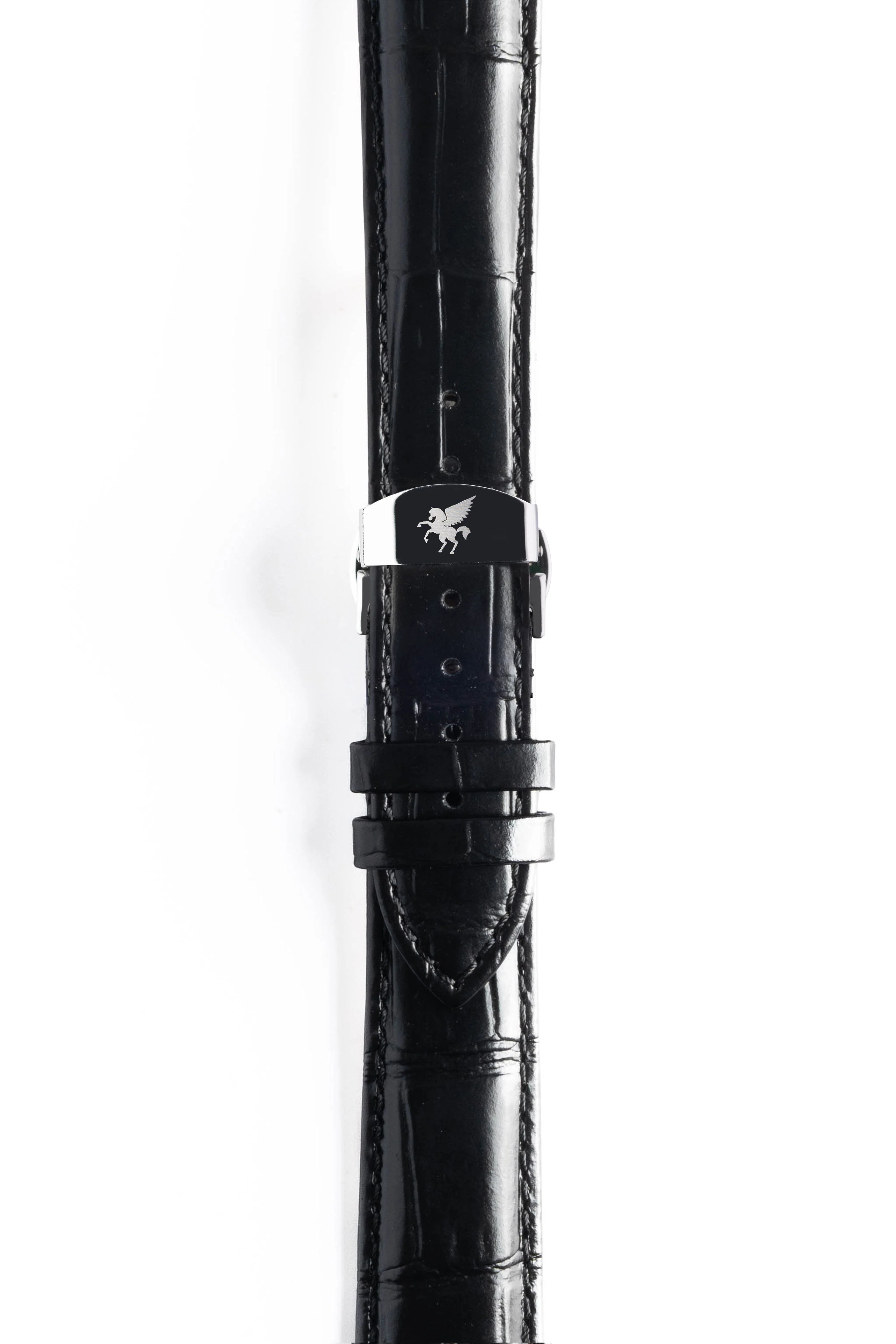 Midnight Black Crocodile Pattern Leather Strap - Image 3