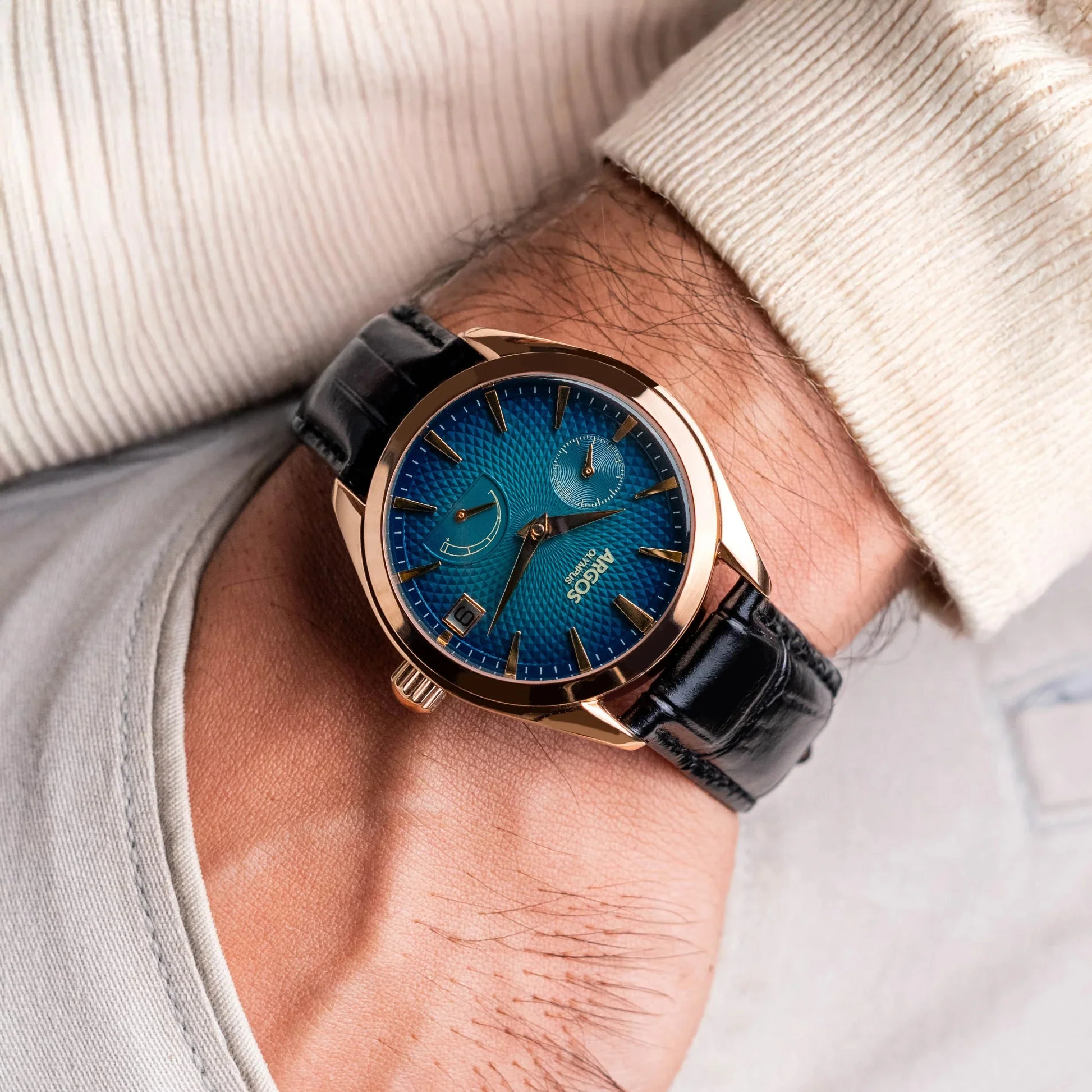 Olympus - Azure Blue Rose Gold leather - Image 5