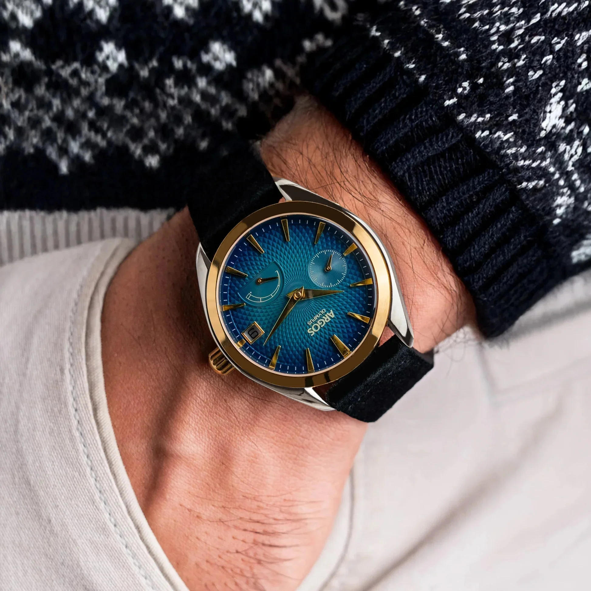 Olympus - Azure Blue Gold Two Tone Leather - Image 3