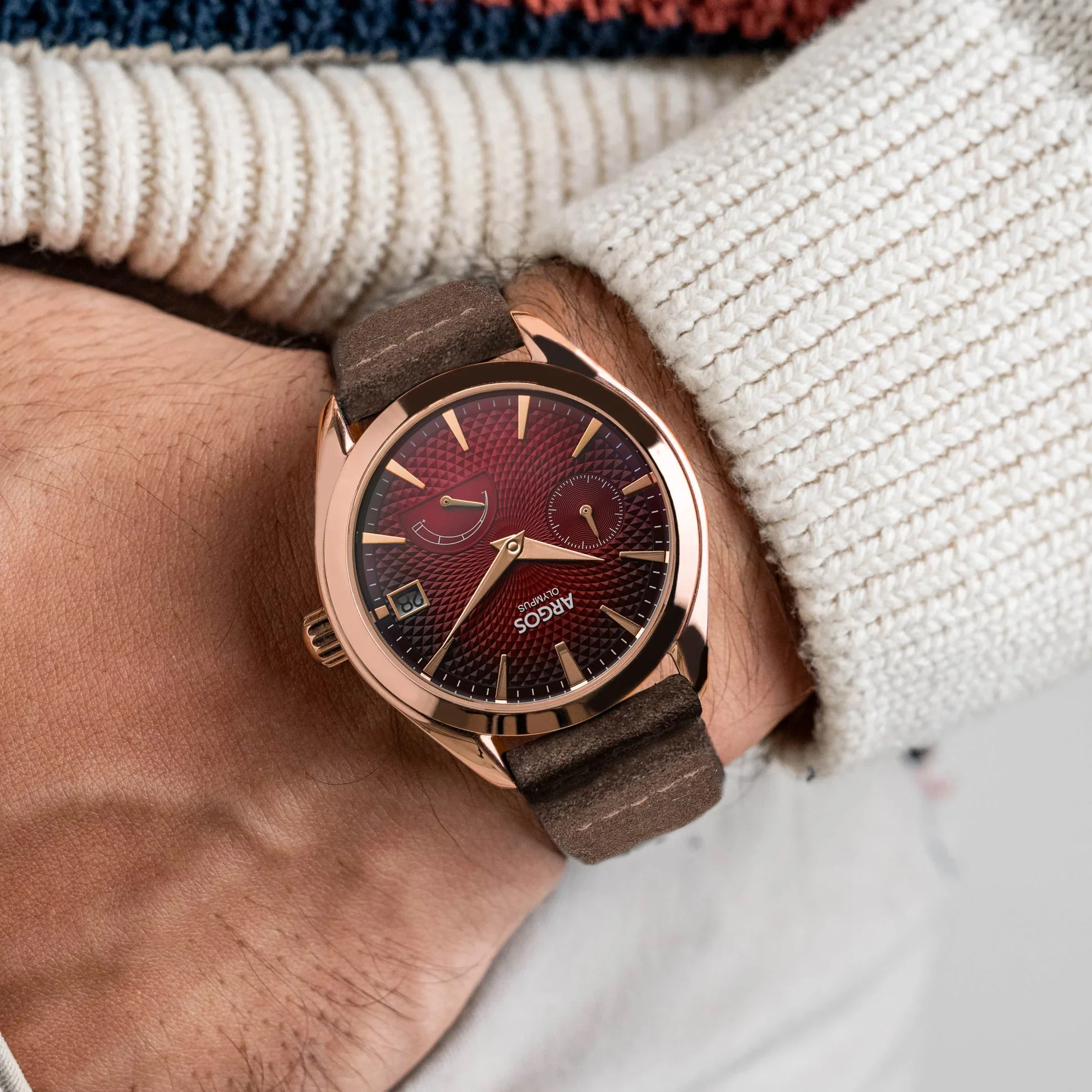 Olympus - Carmine Red Rose Gold Leather - Image 3
