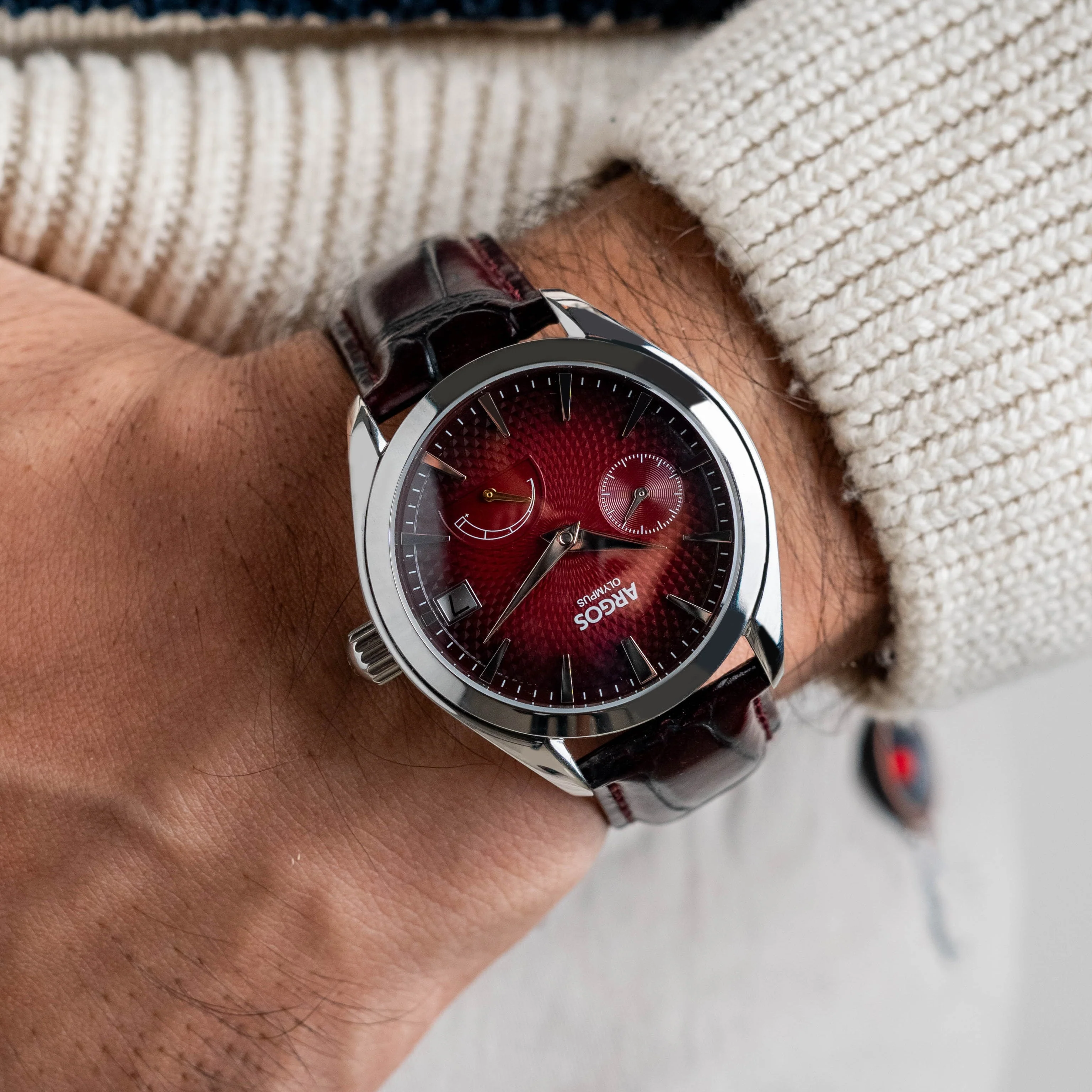 Olympus - Carmine Red Silver Leather - Image 3